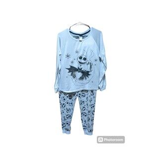 Nightmare Before Christmas Long Sleeve Pajama Set Sz Lg Jack Skellington & Zero